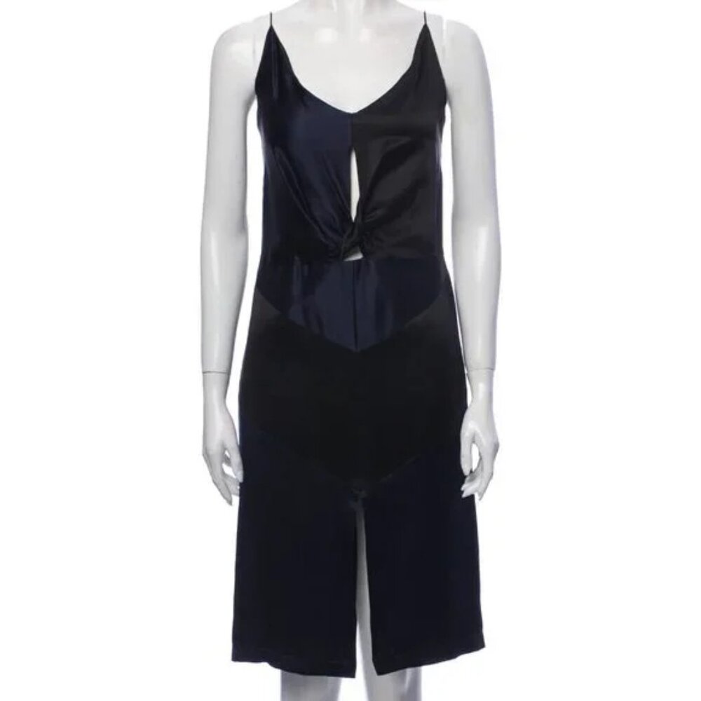 Michael Lo Sordo Cocktail Dress V-Sz S Black Blue V-Neck PROM Knee-Length Prom